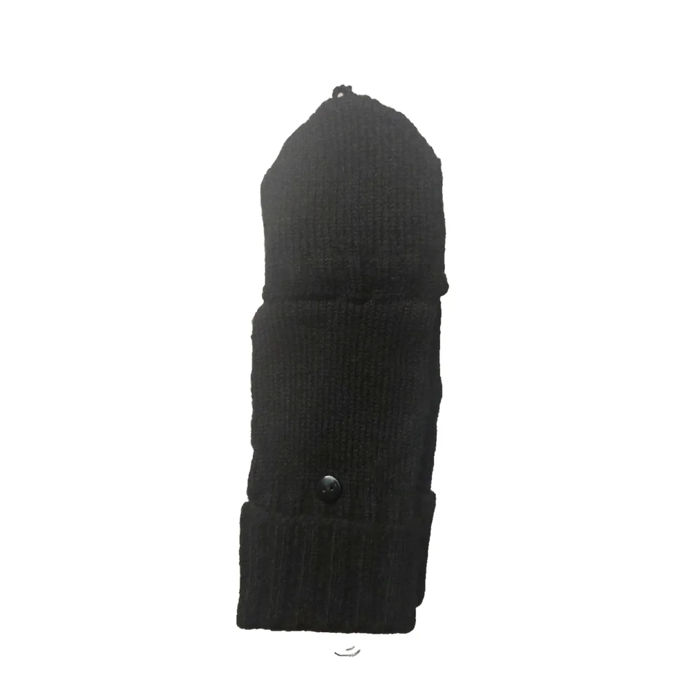 On 34th Wide-Ribbed Pop-Top Black Knit Gloves Sz One Size NWT